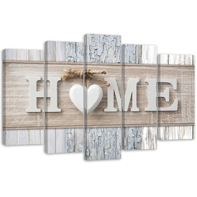 Feeby Obraz 5 częściowy na płótnie Napis Home 100x70