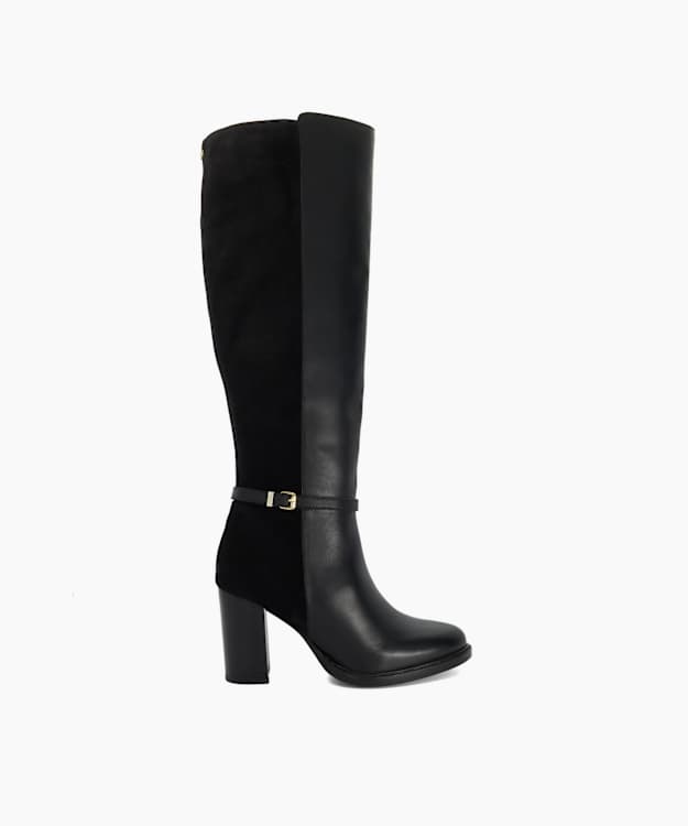 Secrets Black - Leather-Suede Knee-High Boots