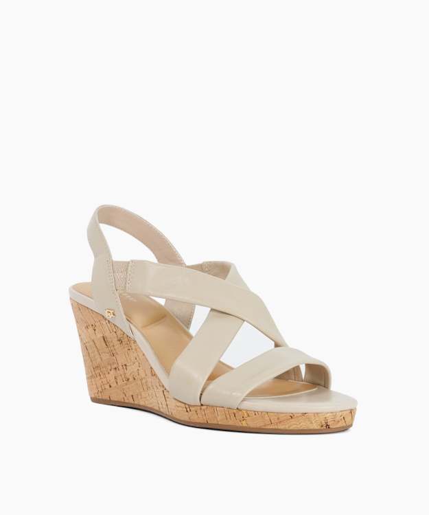 Kamies Ecru - Leather Cork Wedge Sandals