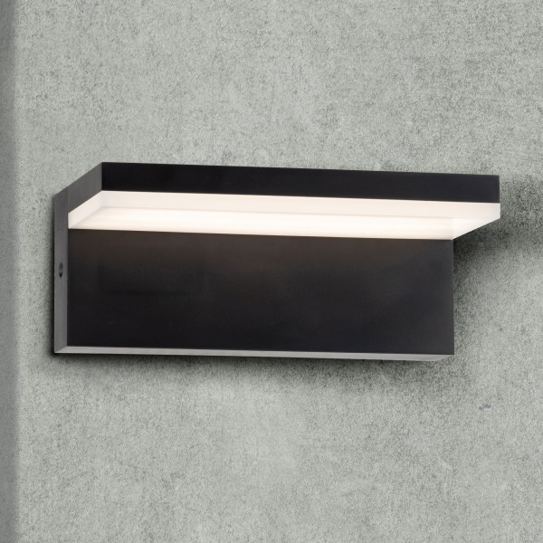 Kinkiet zewnętrzny TESAczarno-mleczny biały LED 1x10W 1100lm IP54 Polux