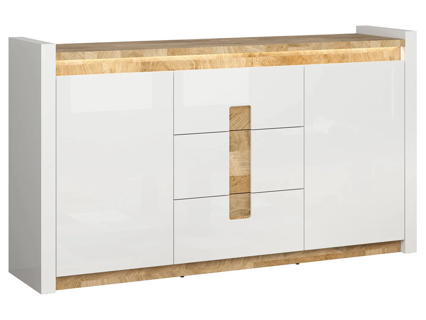 Komoda Alameda 172 cm z 2 drzwiami i 3 szufladami dąb westminster/biały połysk