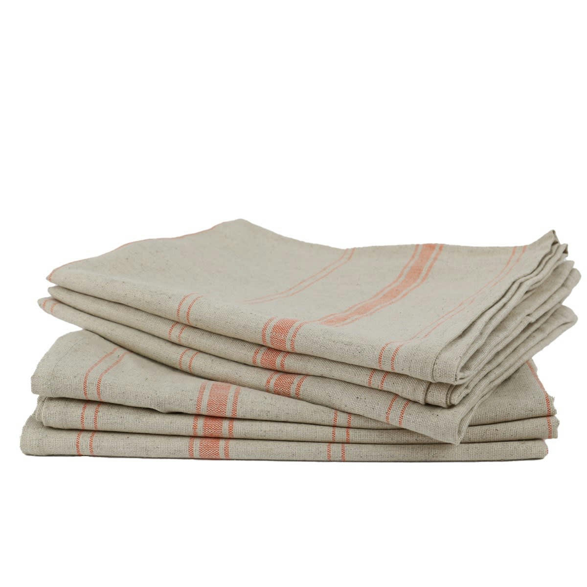 BRASSERIE - Lot de 6 Torchons en Lin Orange