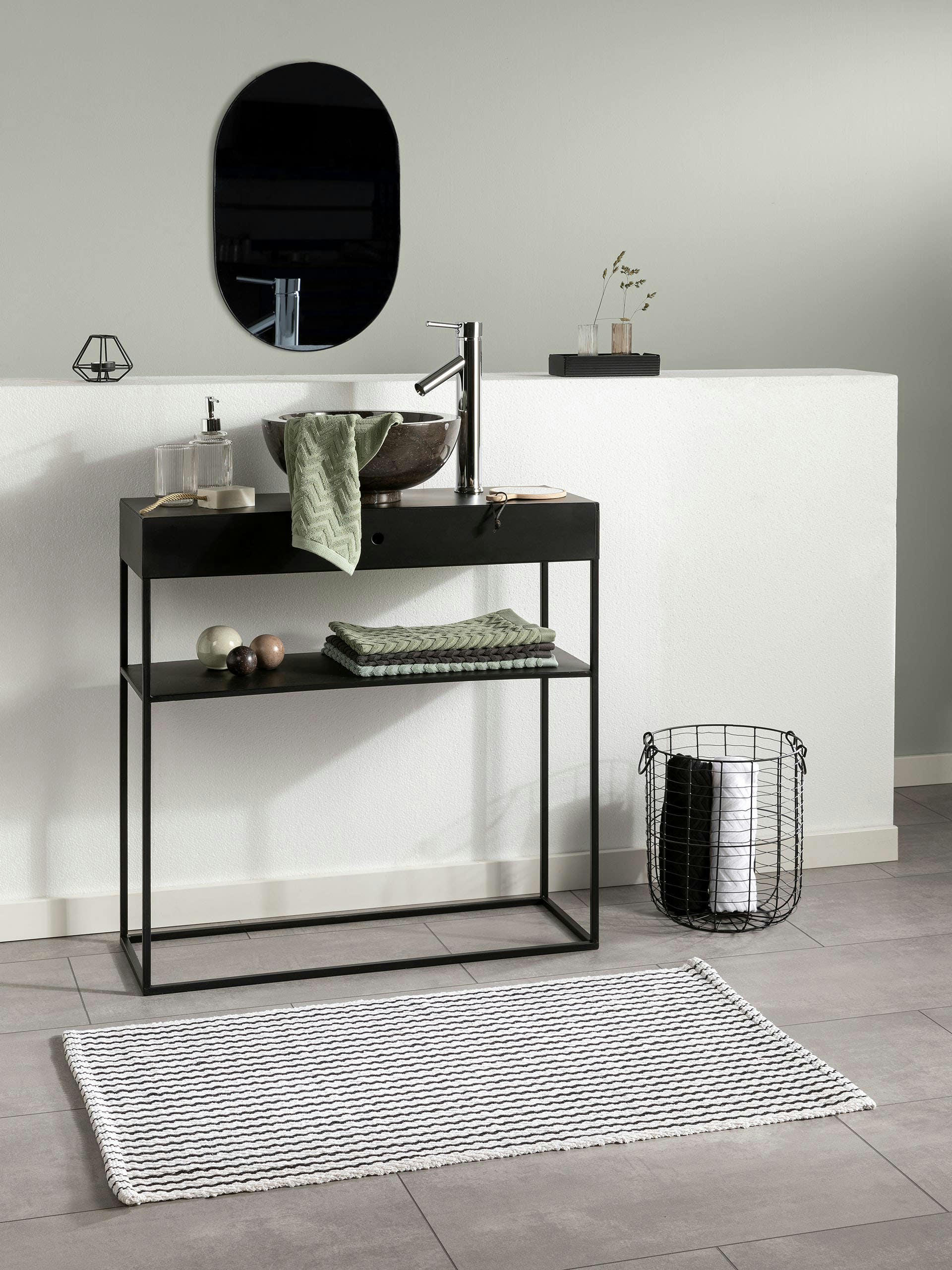 BONO - Tapis de bain blanc & noir 70x120