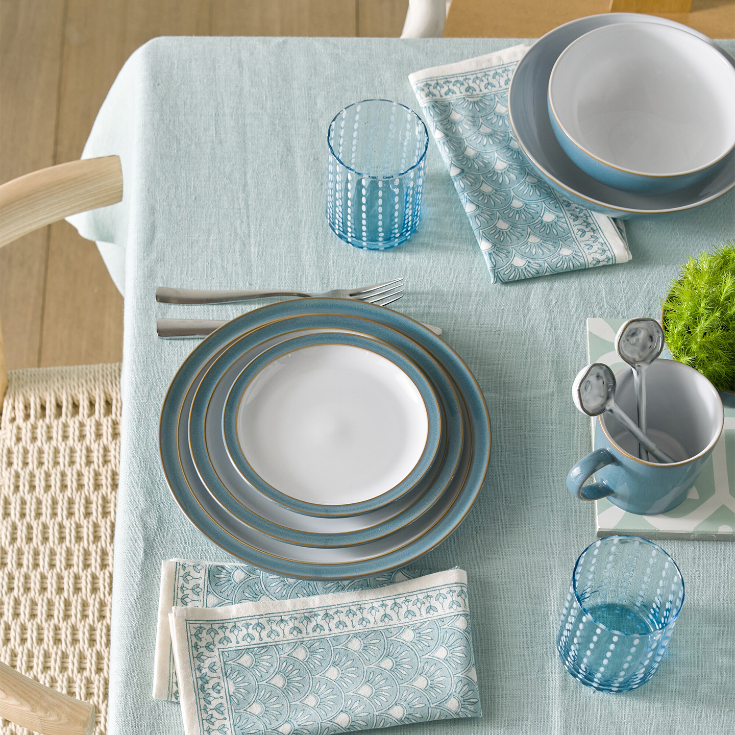 Azure Rimmed Small Plates - Set Of 4