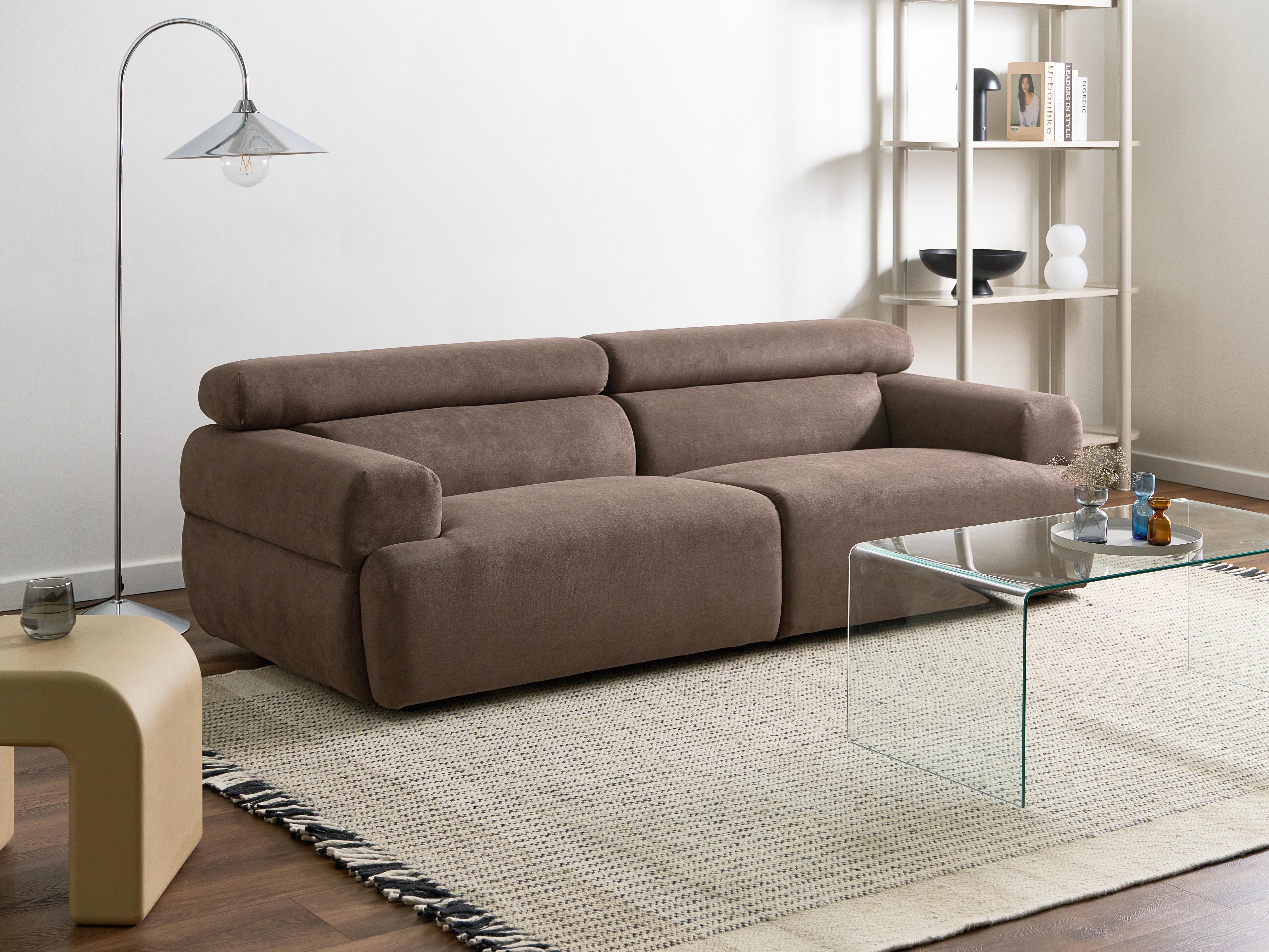 Sofa 3 Seater HOVDEN Fabric Brown