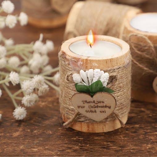 NNETM Wooden Tea Candle Holder, Rustic Romance Decor