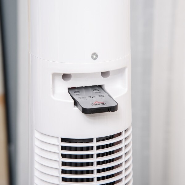 HOMCOM Freestanding Tower Cooling Swivel Fan for Bedroom, 3 Speeds, 12-Hour Timer, LED Display, Remote Control