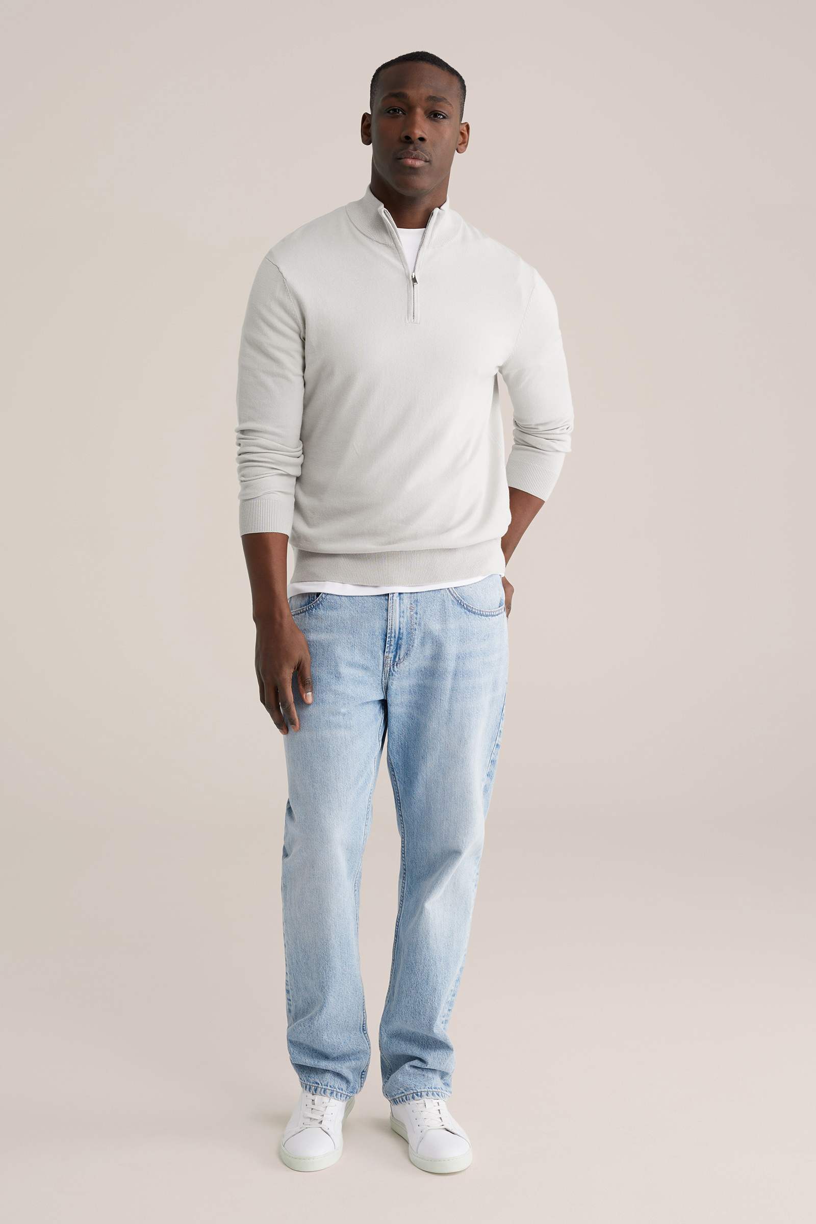 Heren Slim fit trui met quarter-zip