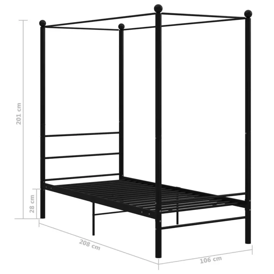 vidaXL - Hemelbedframe met latten - Zwart - Metaal - 100x200 cm