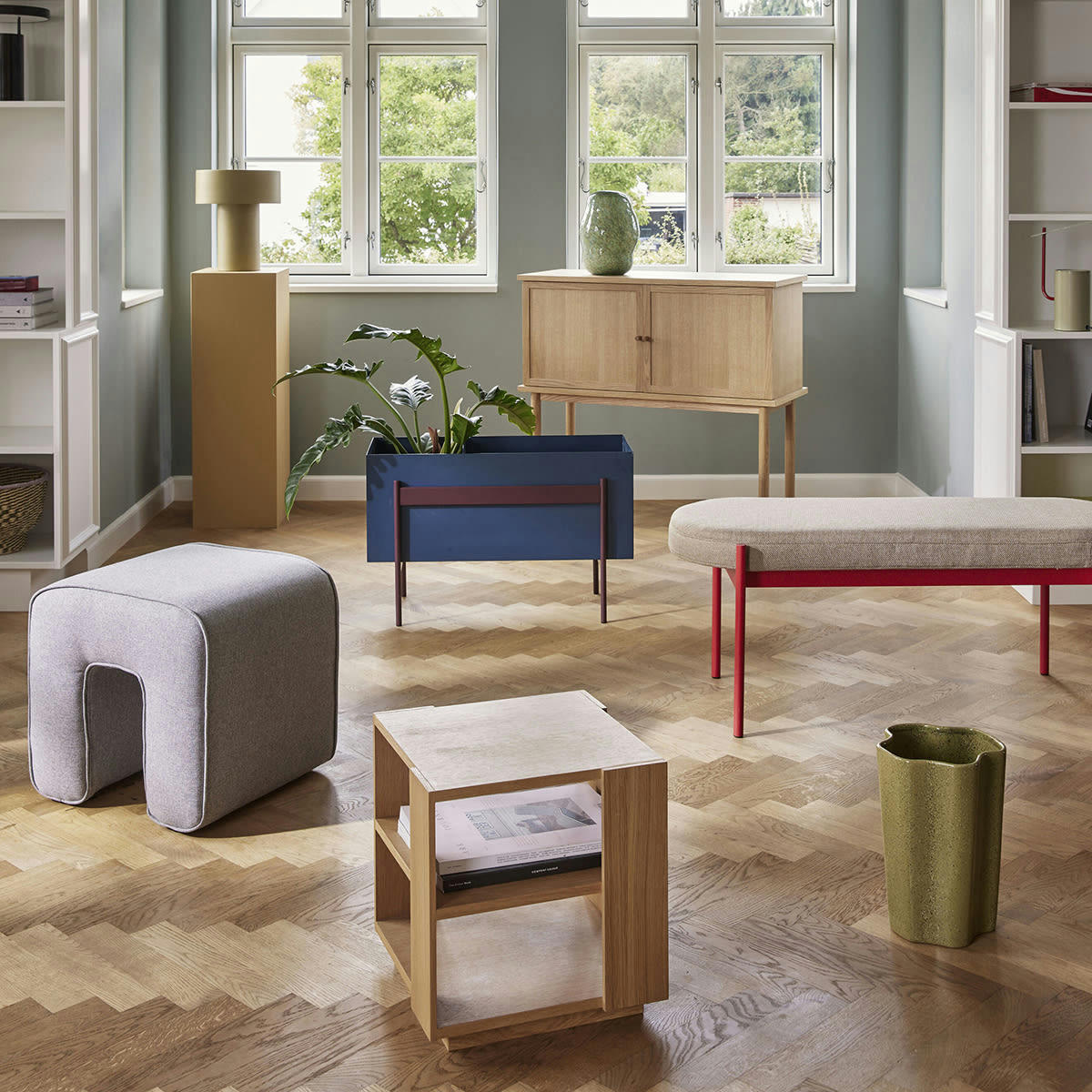 SCULPTURE - Pouf en polyester gris