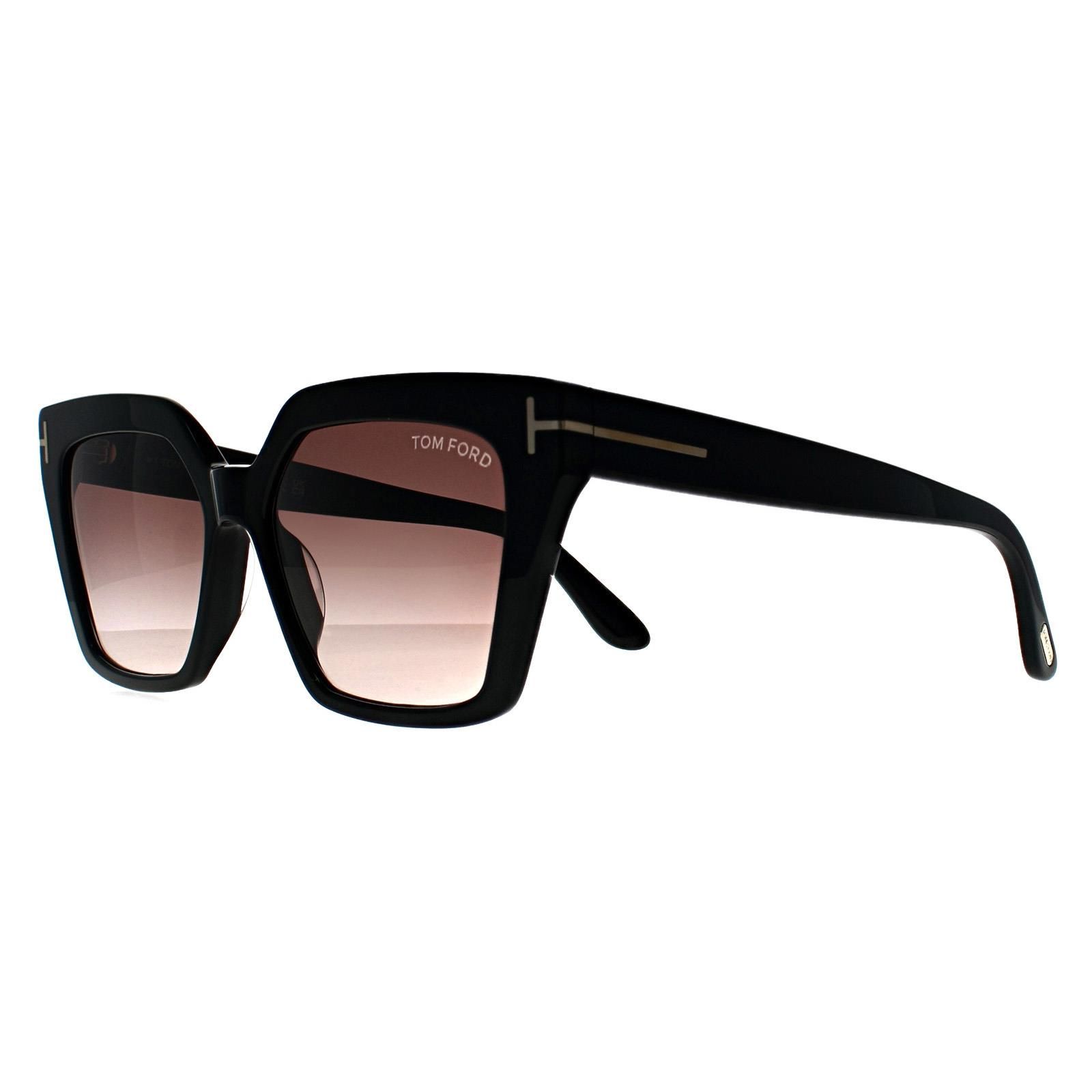 Tom Ford Cat Eye Shiny Black Purple Brown Gradient Winona FT1030