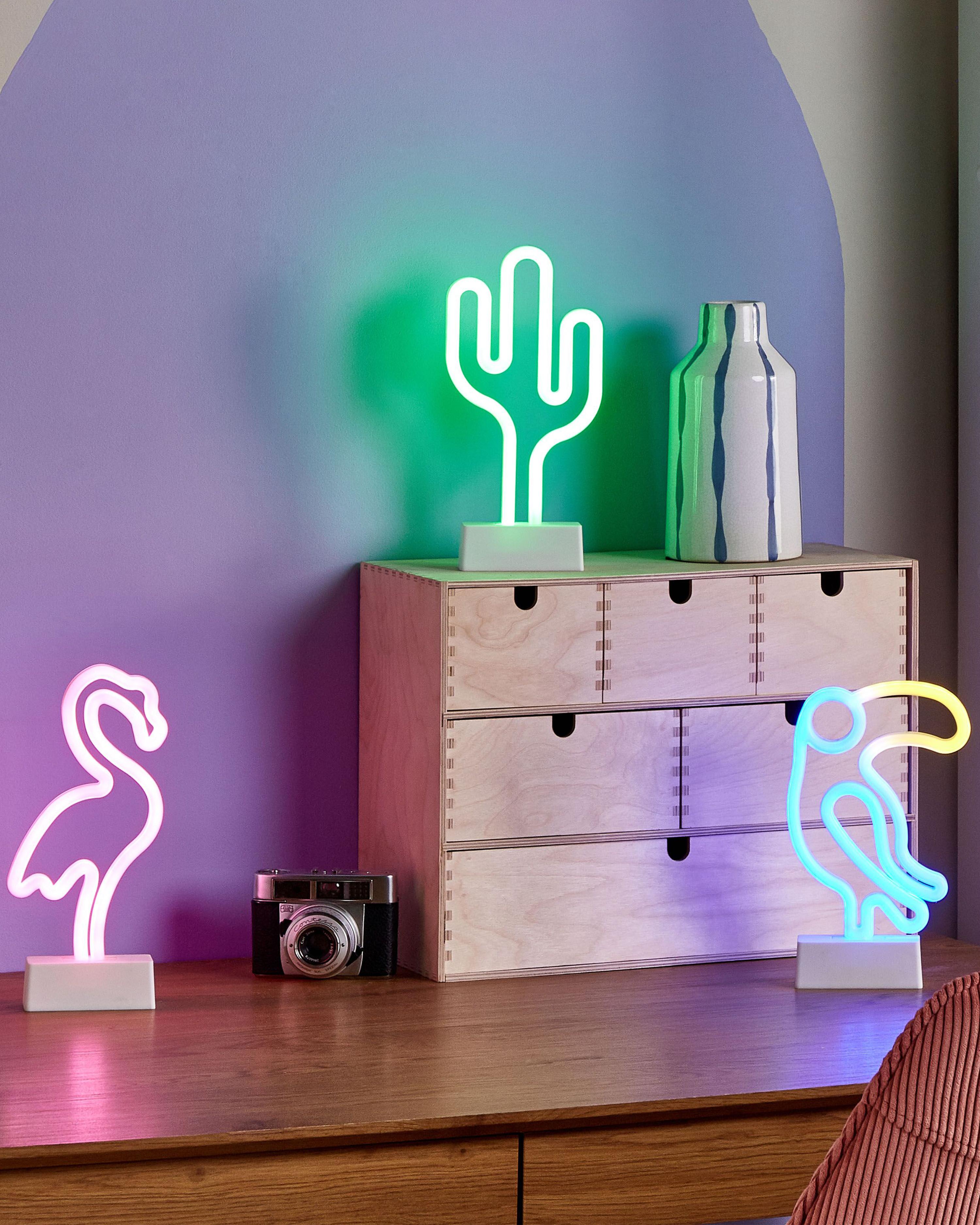 Set of 3 Neon LED Signs MABEL Multicolour