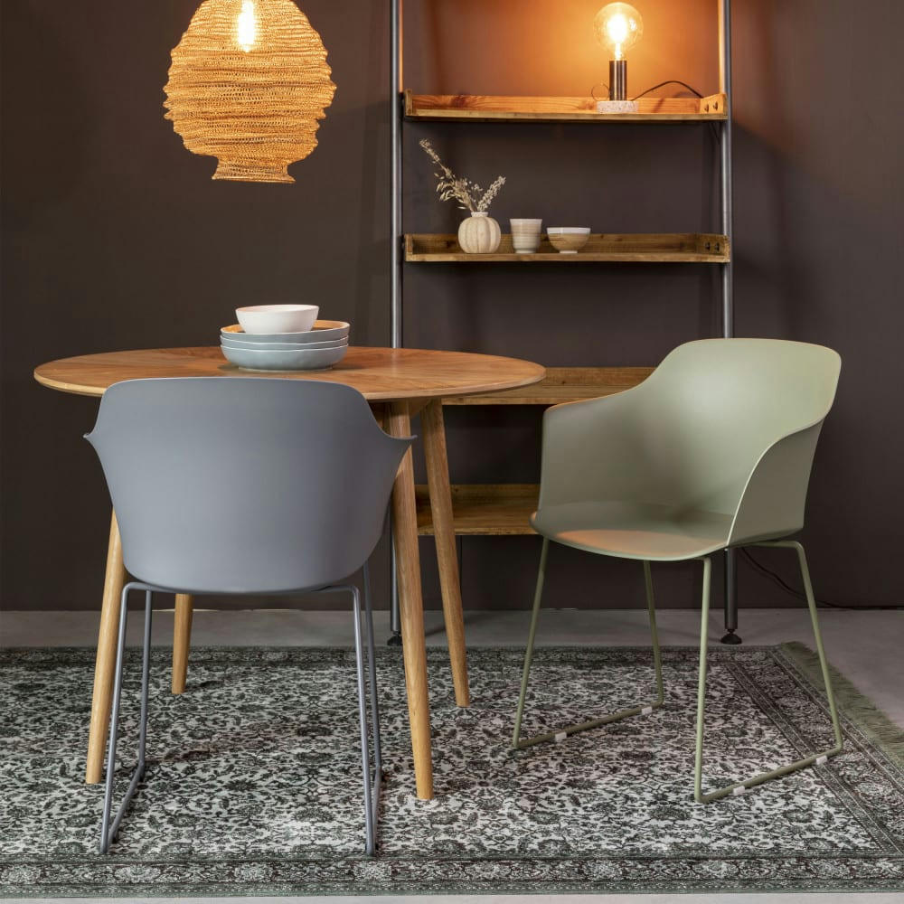 TANGO - Lot de 2 fauteuils de table en plastique et métal gris