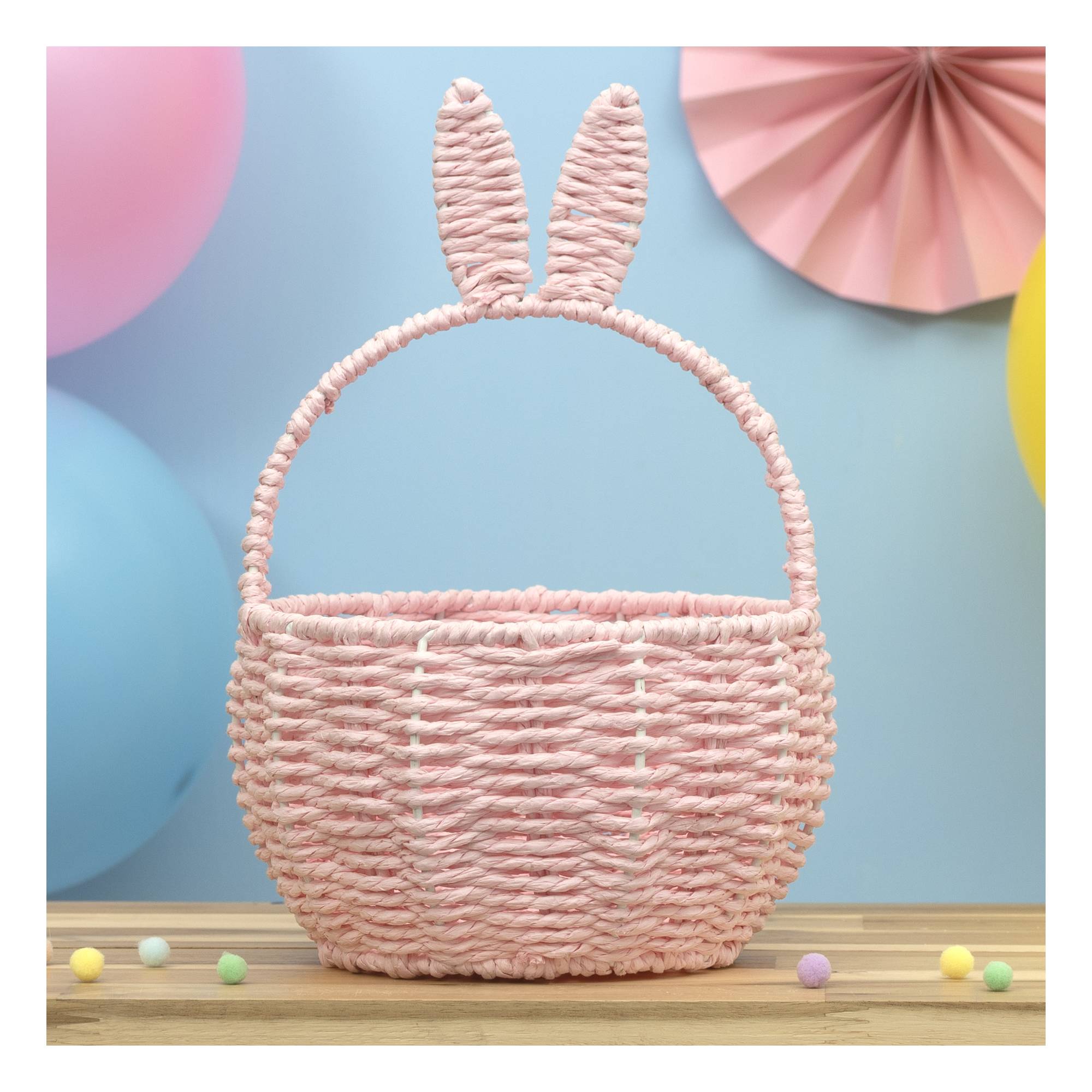 Pink Rope Easter Basket 28cm