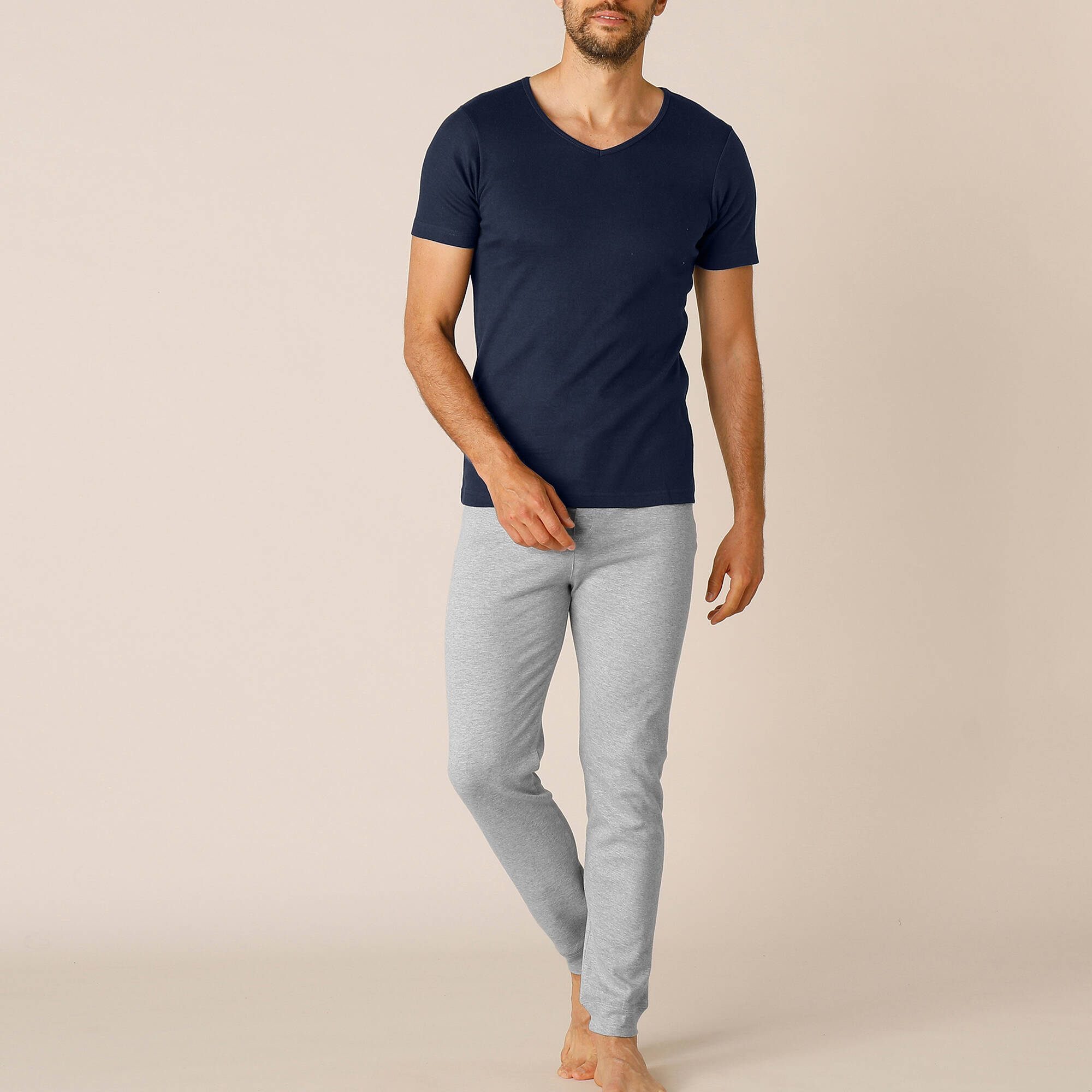T-shirt sous-v&ecirc;tement homme col V manches courtes chaleur douce - lot de 2