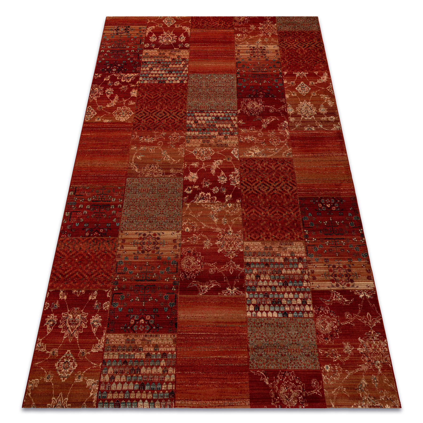 Dywan wełniany KASHQAI 4327 300 Patchwork bordo 67x130 cm