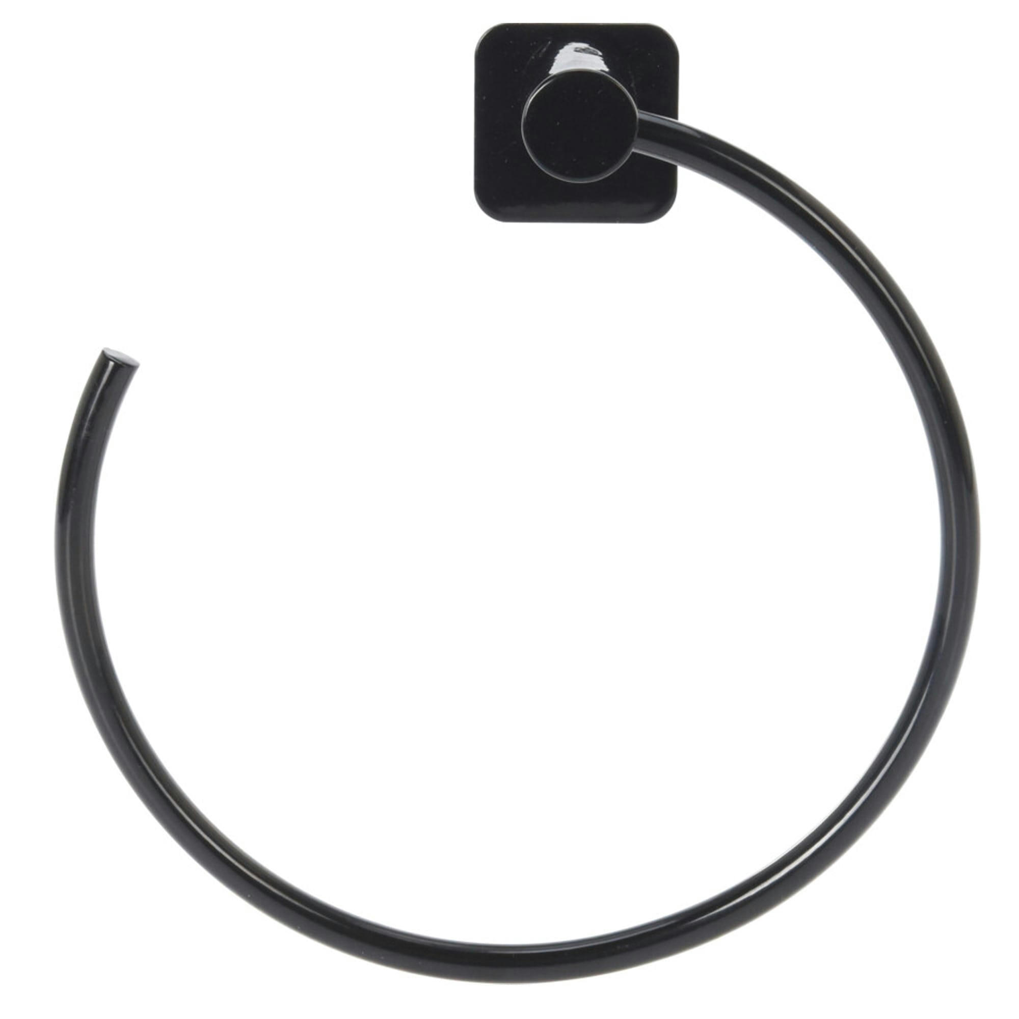 - Porte-serviettes anneau en métal noir 18x18cm