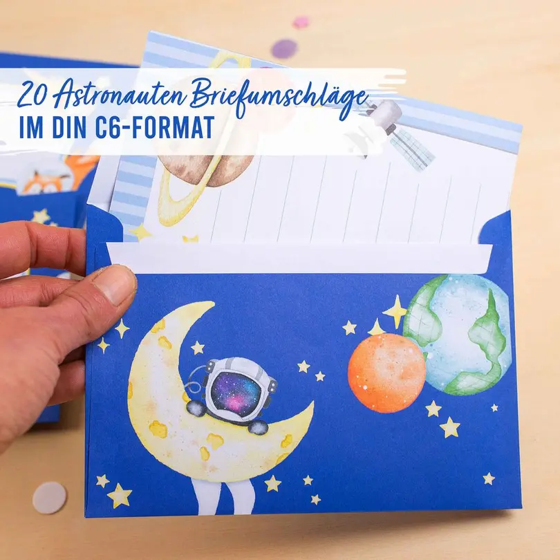 Karte Set bestehend aus verschiedenen Artikeln Astronauten
