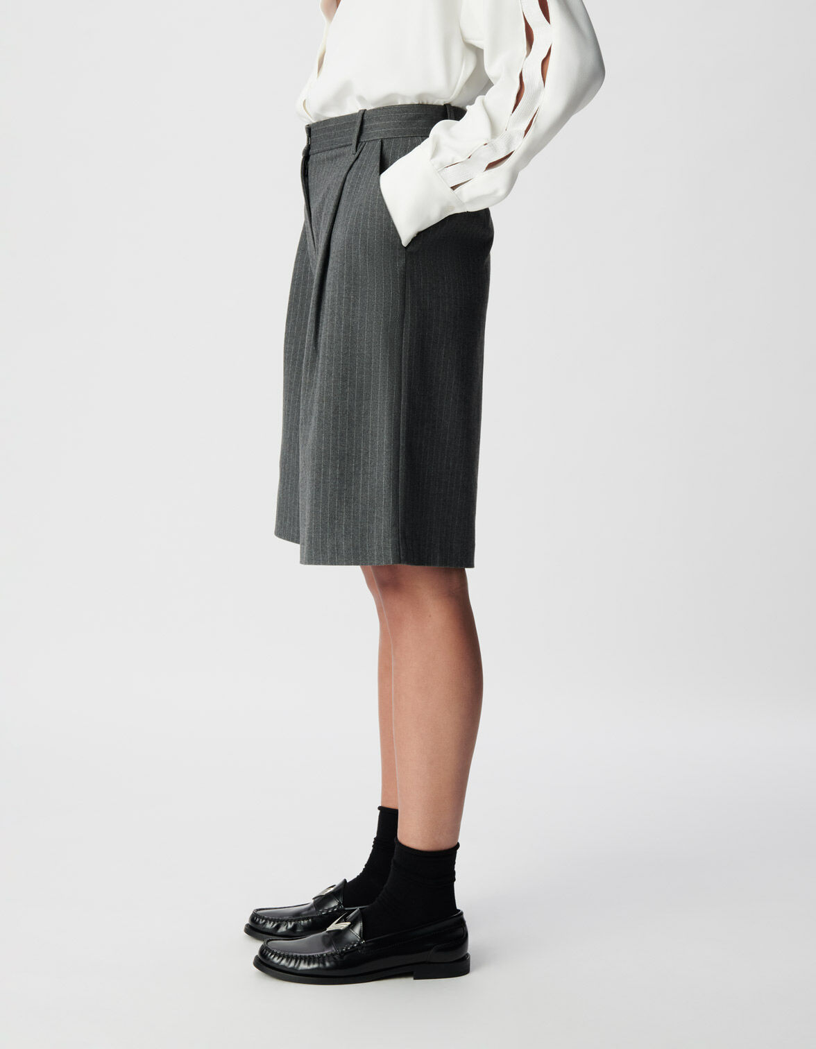 Bermuda de costume gris rayures tennis Femme
