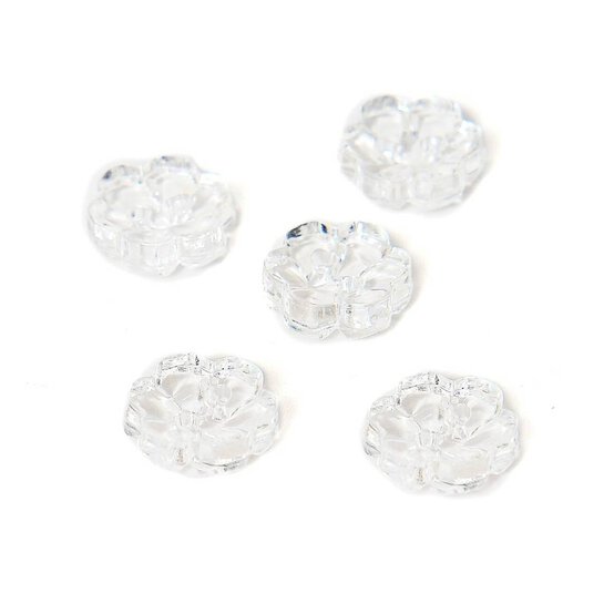 Hemline Clear Novelty Flower Button 5 Pack