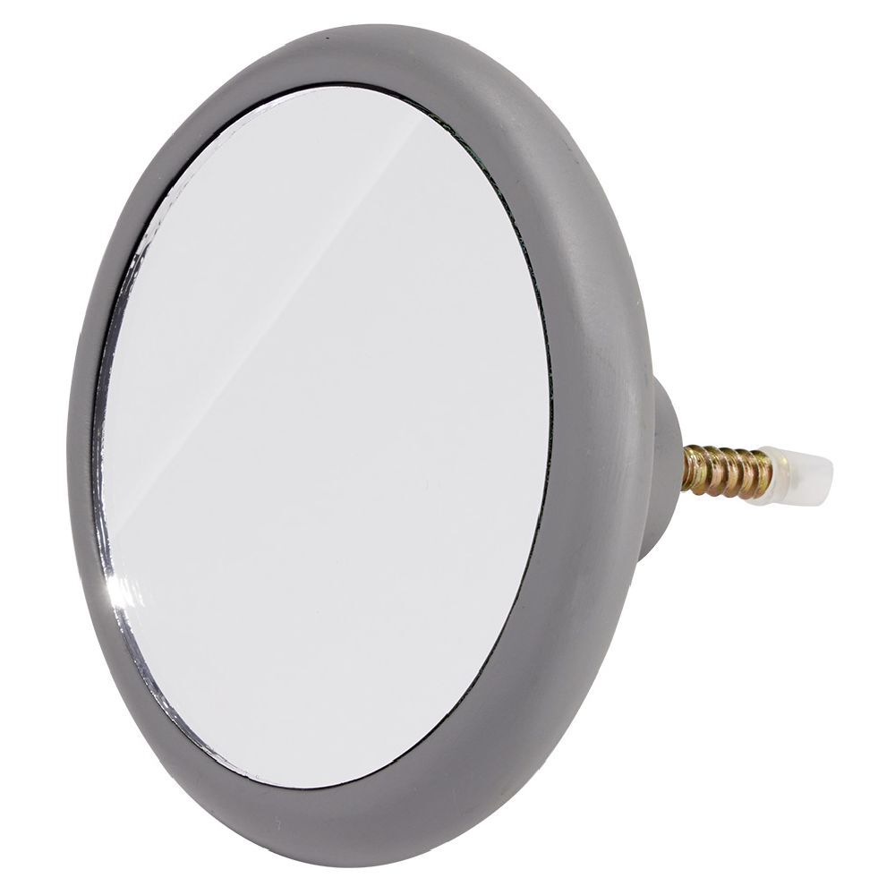 Patère murale ronde miroir avec contour gris Ø10cm