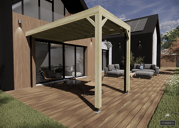 Carport bois - 2m x 4m - adossée - sens largeur - livraison comprise
