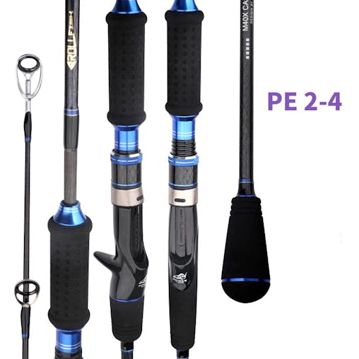 NNEOBA 2-Section Carbon Fiber Fast Jigging Rod PE2-4 Spinning Rod Black