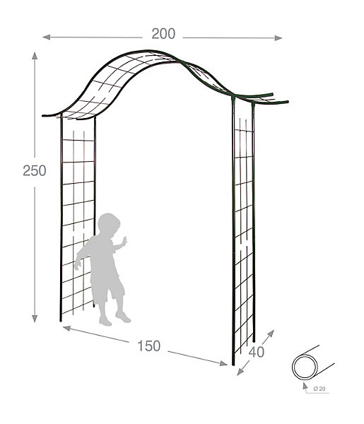 Arche de jardin portique - 200x40x250 cm - Fer vieilli - Louis Moulin