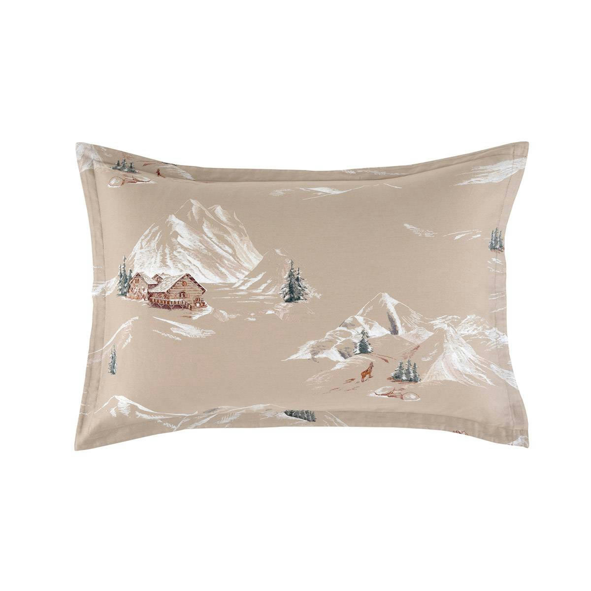 COEUR VAILLANT - Taie d'oreiller en satin de coton lavé beige 60 x 70 cm