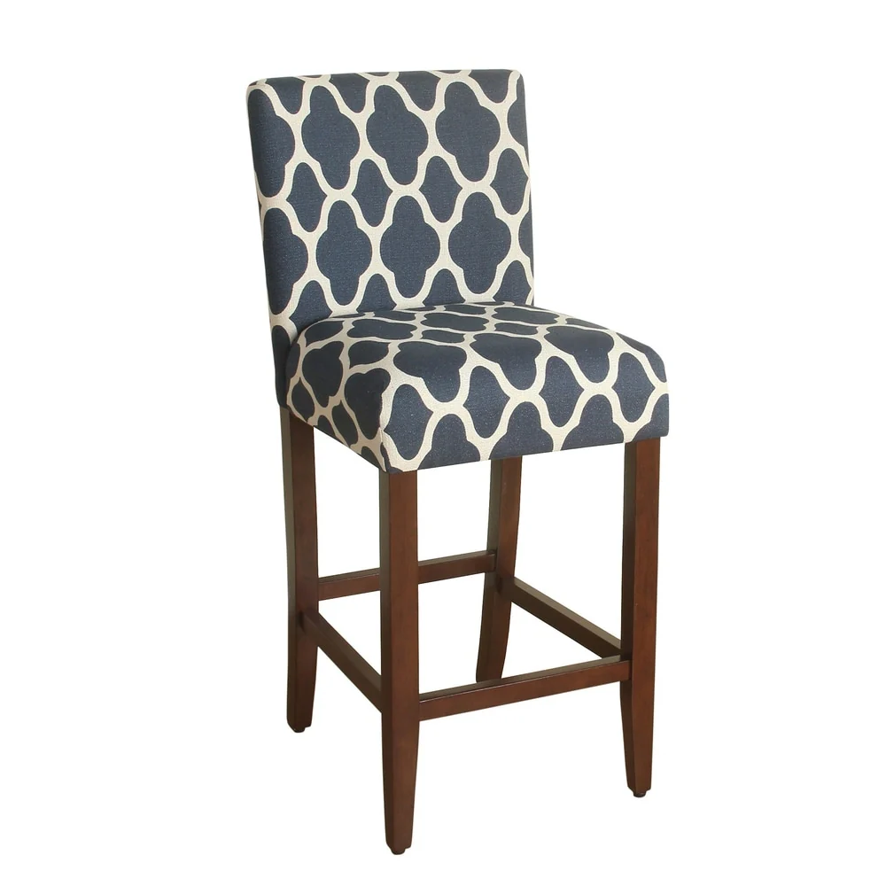 HomePop 29-inch Bar Height Geo Brights Navy Blue Upholstered Barstool - 24 inches