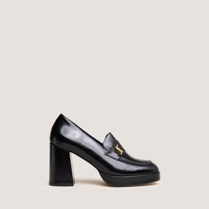 Mocassins avec monogrammeen cuir noir | VIOLON