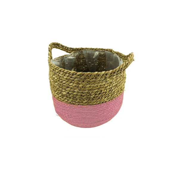 Pflanzkorb-Set, BxH:37 x 31 cm, natur/neonpink