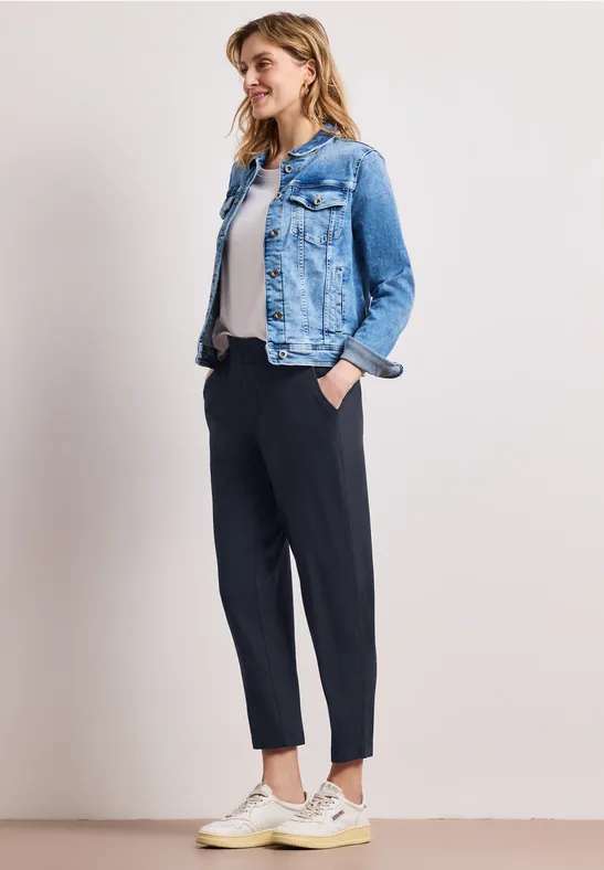 Mid Waist Slim Leg Hose im Loose Fit