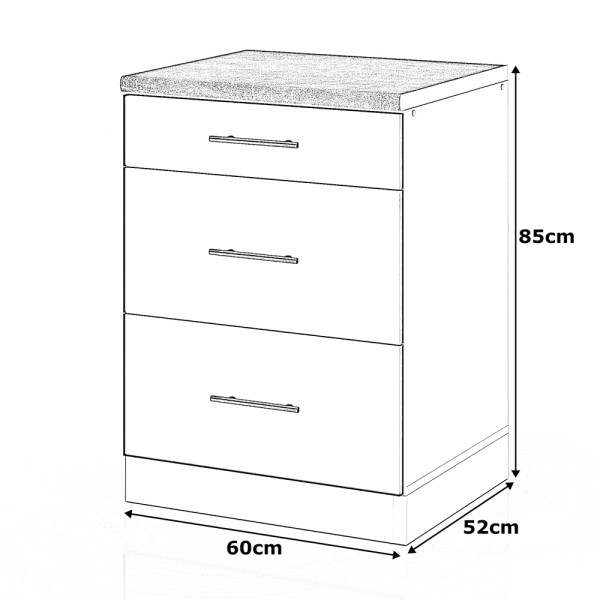 Szafka kuchenna dolna 3 szuflady 60cm spremium szary mat