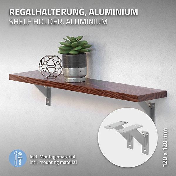 Lot 2 Equerres d'Etagere suspendue support mural en aluminium