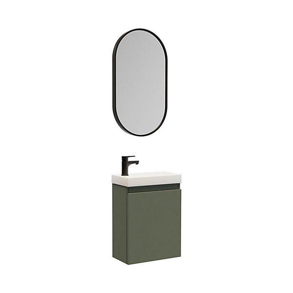 Meuble lave-mains LISA   miroir ovale