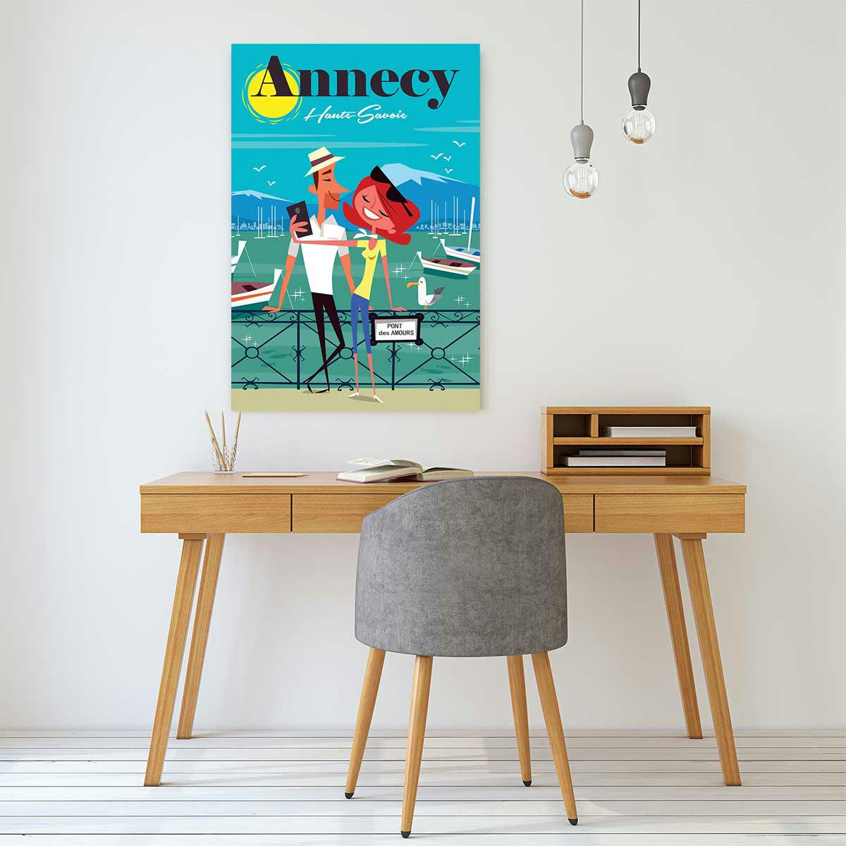 - Tableau le pont des amours annecy imprimé sur toile 40x60cm
