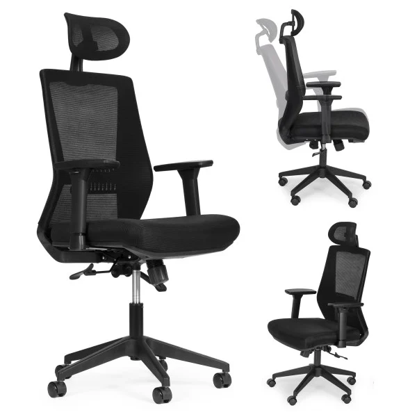 Fotel biurowy obrotowy ergonomicznyczarny ModernHome
