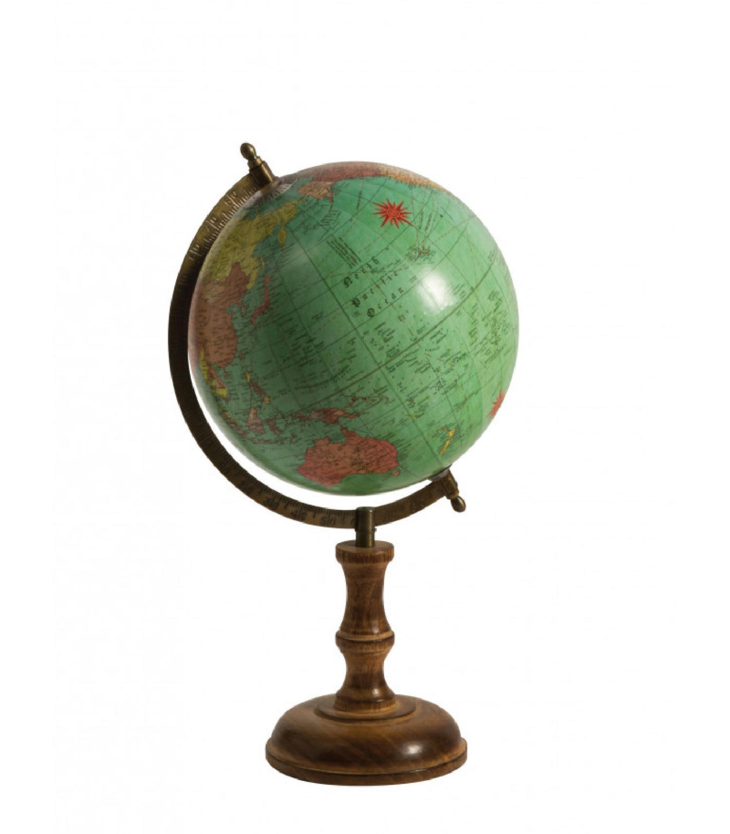 BOIS - Mappemonde sur pied central bois multicolore