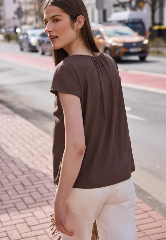 Dropped Shoulder Bluse mit Split Neck