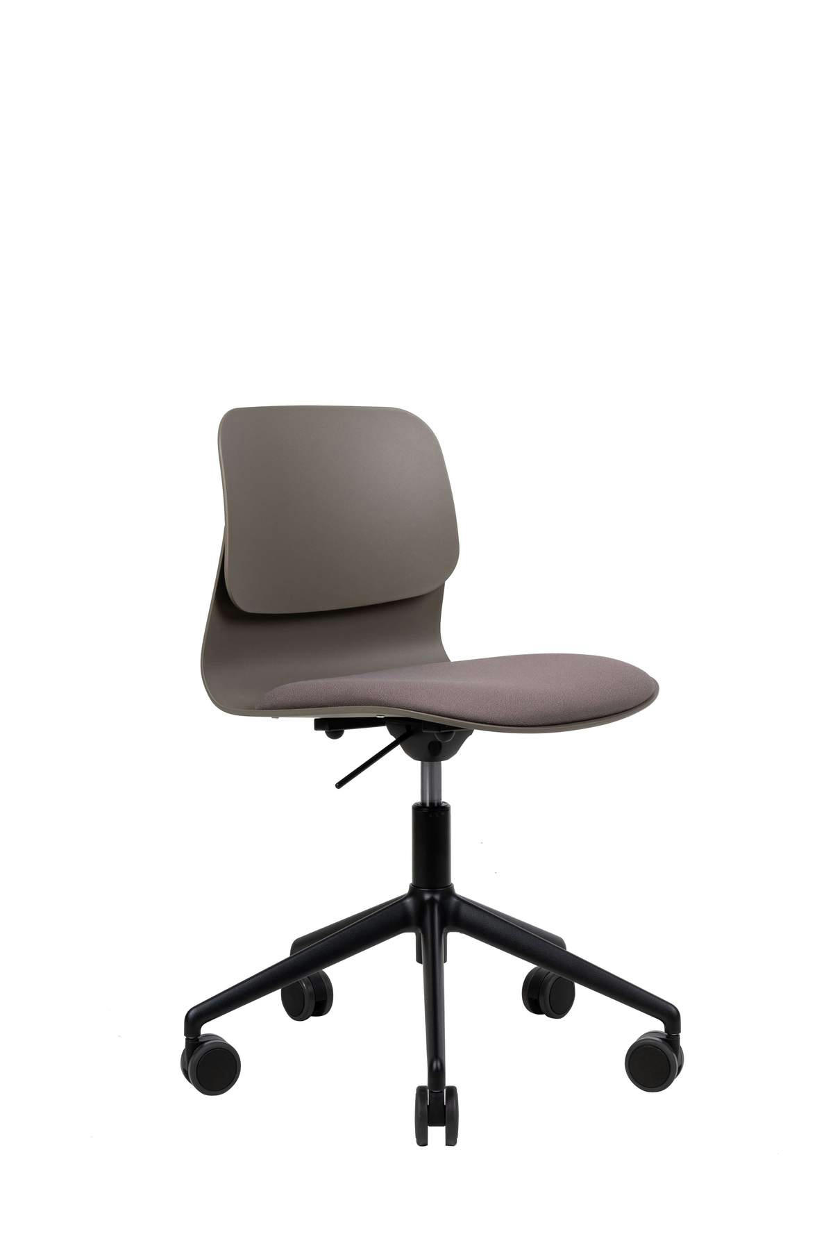 - Chaise de bureau design taupe pivotante sur roulettes