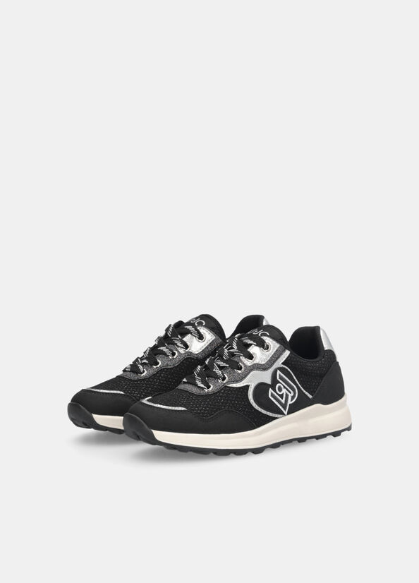 Sneakers in glitter mesh