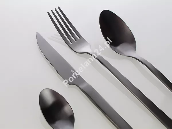 Komplet sztućców 24 cz. na 6 osób PINTINOX - Royal Black Satin (2.5 mm) 23.2KTU.7091.K24