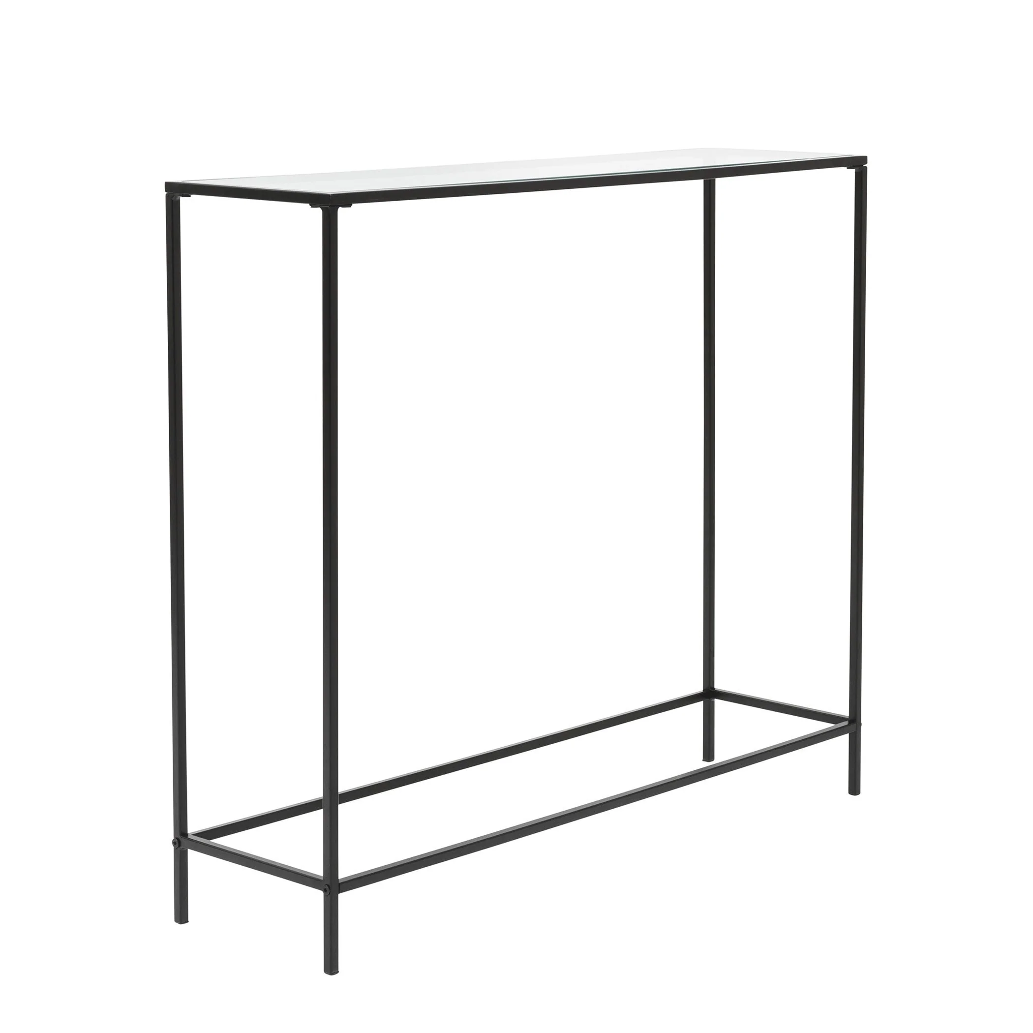 HomeRoots 36 Clear and Black Glass Console Table