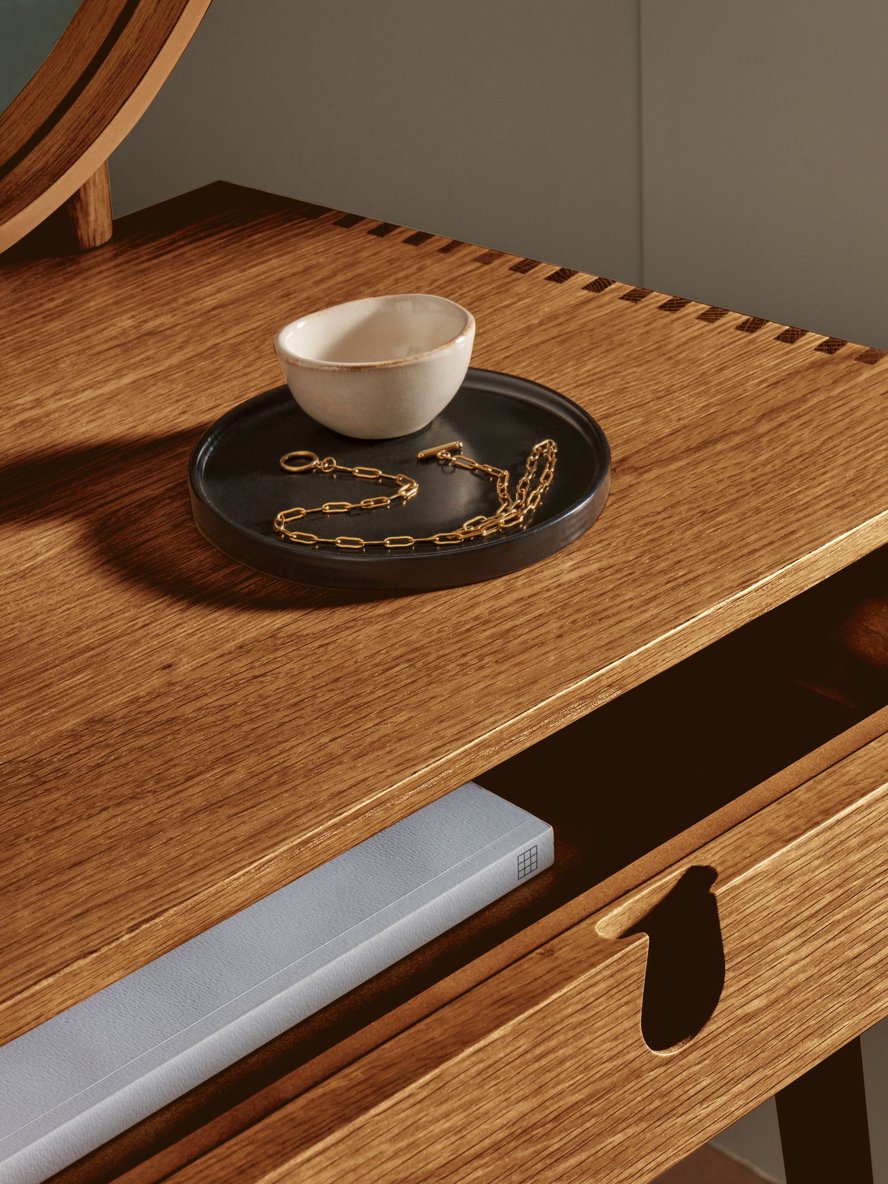 Penn Console Dressing Table in Dark Stain Oak