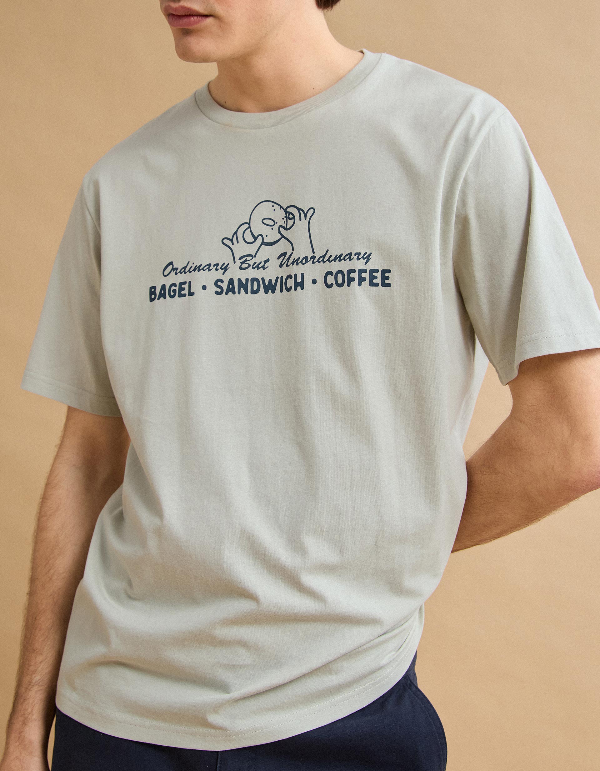 T-shirt Jersey Estampado, Homem, Cinzento
