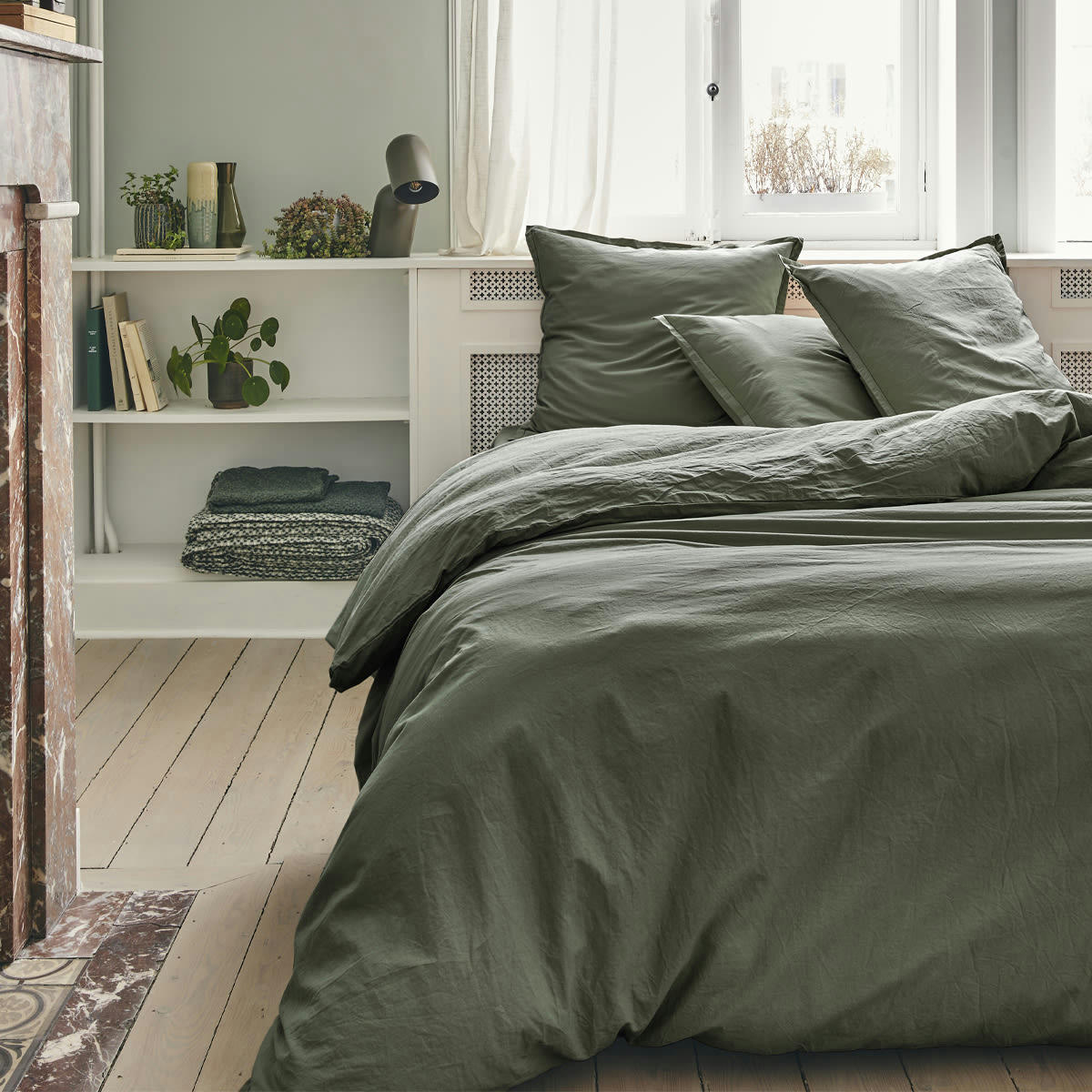 TOUT DOUX - Taie d'oreiller en coton vert 65x65