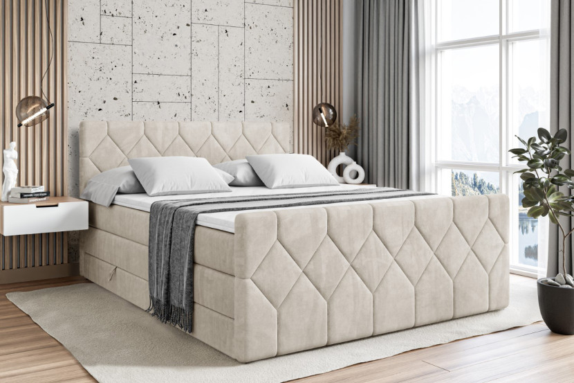 Łóżko kontynentalne z pojemnikiem i materacem H3|H4 CATOR-Z KING 120x200cm
