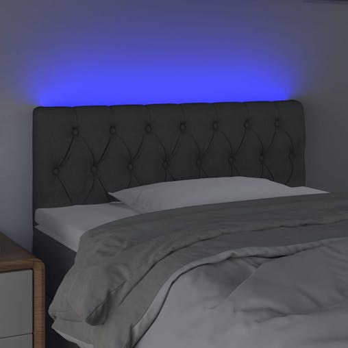 NNEVL LED Headboard Dark Grey 100x7x78/88 cm Fabric