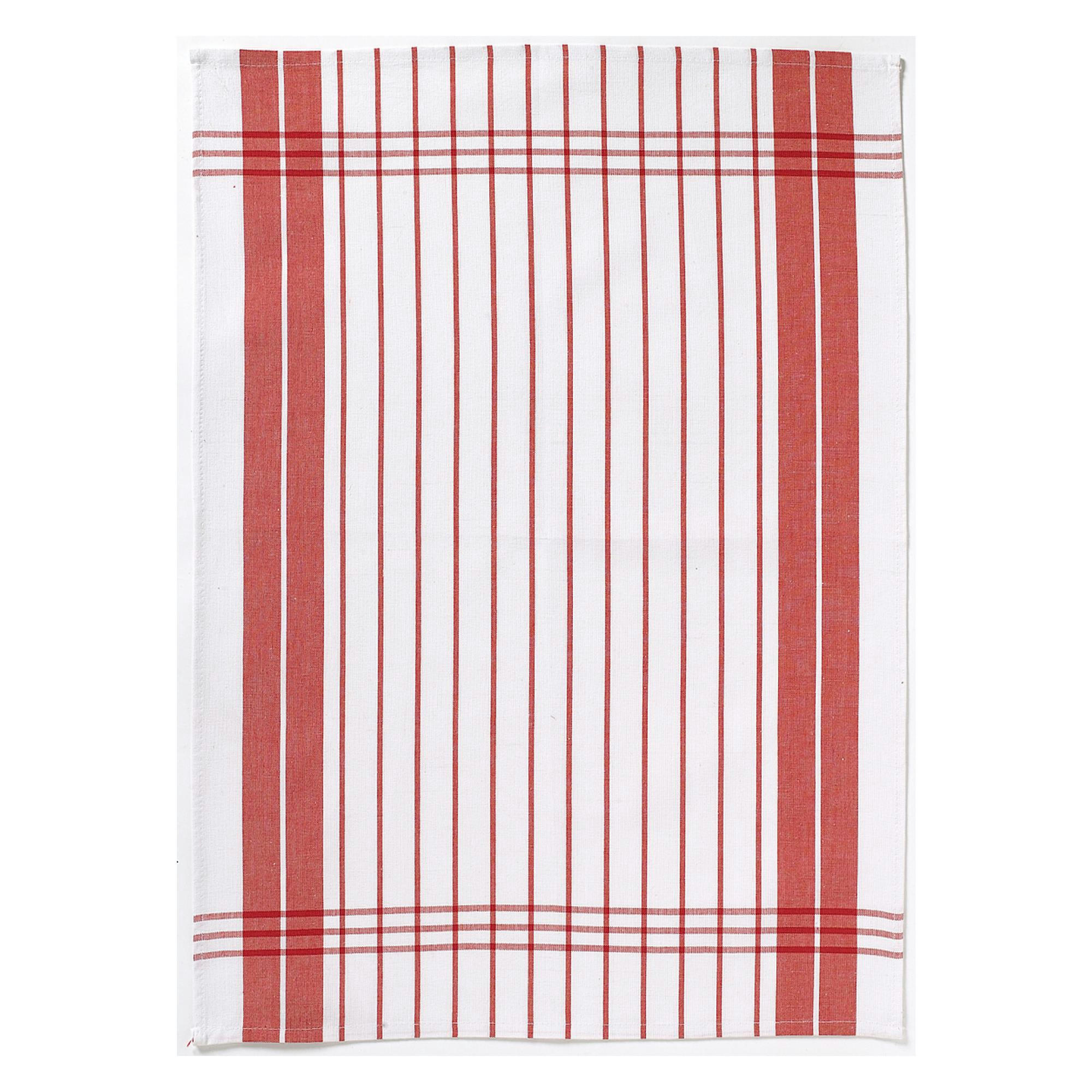 PETITES RAYURES - Torchon  en coton rouge 50 x 70